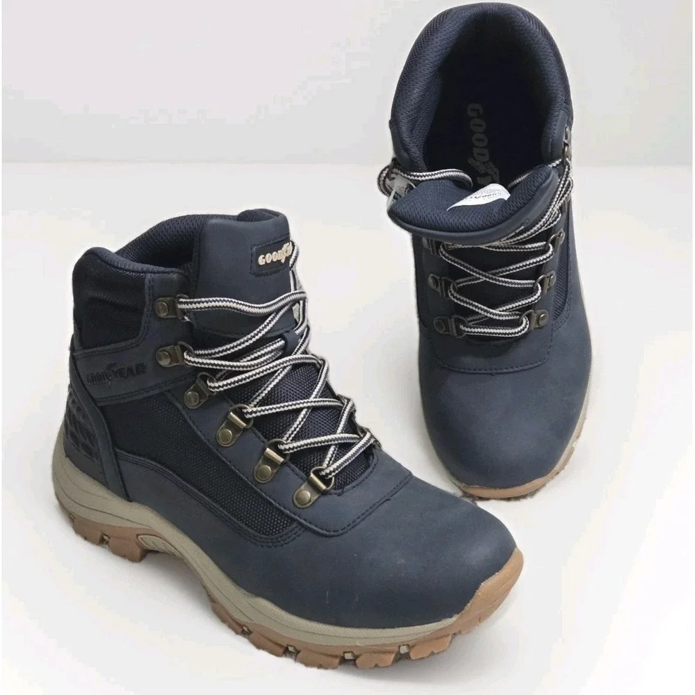 Goodyear Montana Waterproof Boots Mens Sz 7.5 Blue Lace Up Workwear Hiking Shoes